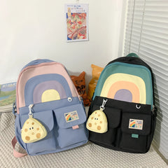 Women Multi-Pocket Nylon School Bag Girl Backpack