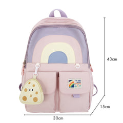 Women Multi-Pocket Nylon School Bag Girl Backpack
