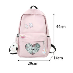 Women's Large Capacity School Bag Nylon Bookbag Preppy Style Bagpack