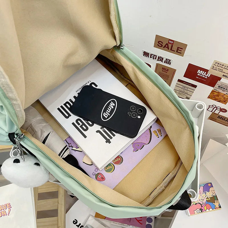 Women's Large Capacity School Bag Nylon Bookbag Preppy Style Bagpack