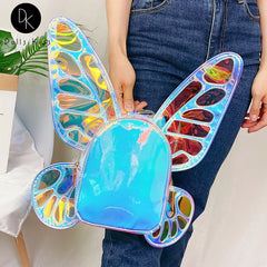 Women's Laser Small Backpack Butterfly Angel Wings Daypack