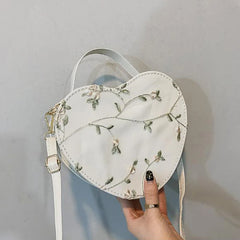 Heart-shaped Messenger Bag for Women Zipper Style Shoulder Handbag