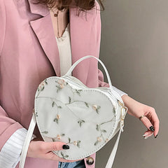 Heart-shaped Messenger Bag for Women Zipper Style Shoulder Handbag