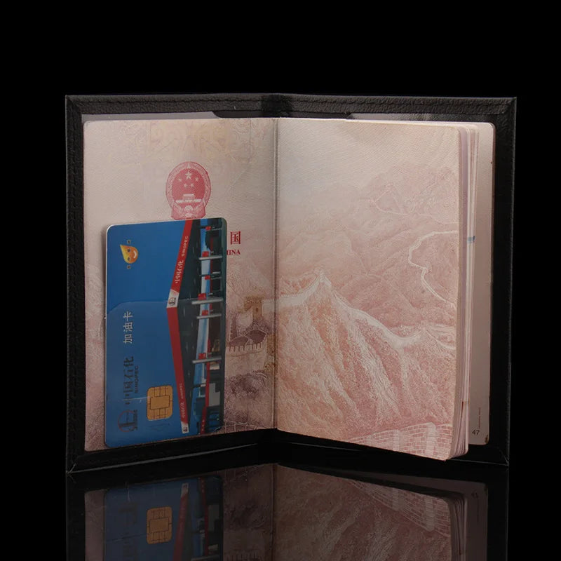 Pink PU Leather Passport Cover with Zipper Pocket