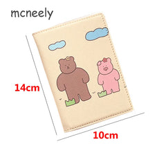Bear Passport Cover Travel Wallet PU Leather Case