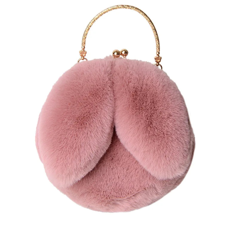 Women Plush Shoulder Bag Soft Faux Fur Chain Messenger Bags