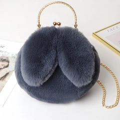 Women Plush Shoulder Bag Soft Faux Fur Chain Messenger Bags