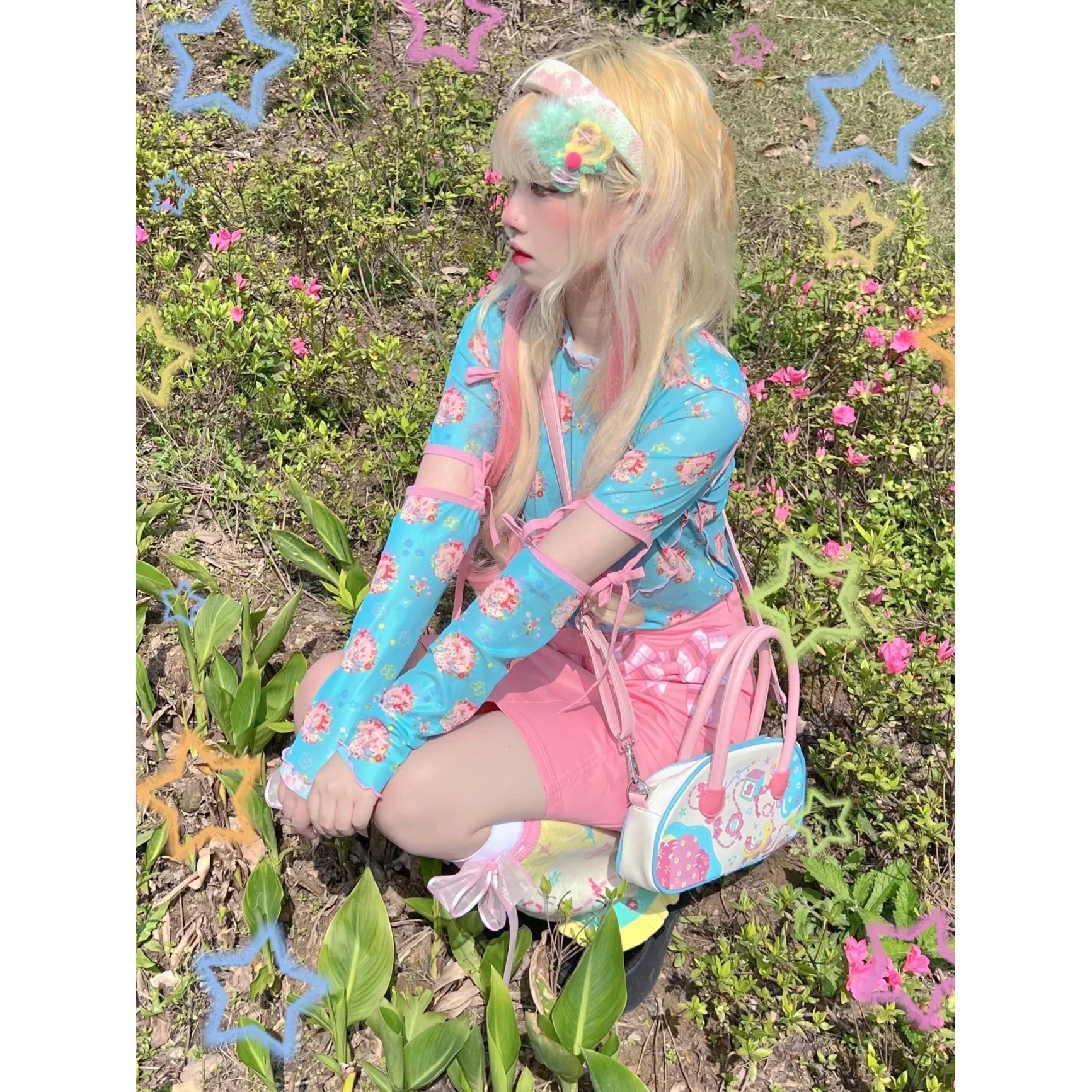 Pink Lolita Handbag Printed Tote Boston Bag
