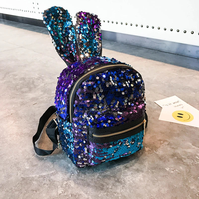 Mini Backpack Rabbit Ear Women Travel Shoulder Bags Colorful Bagpack Rucksack