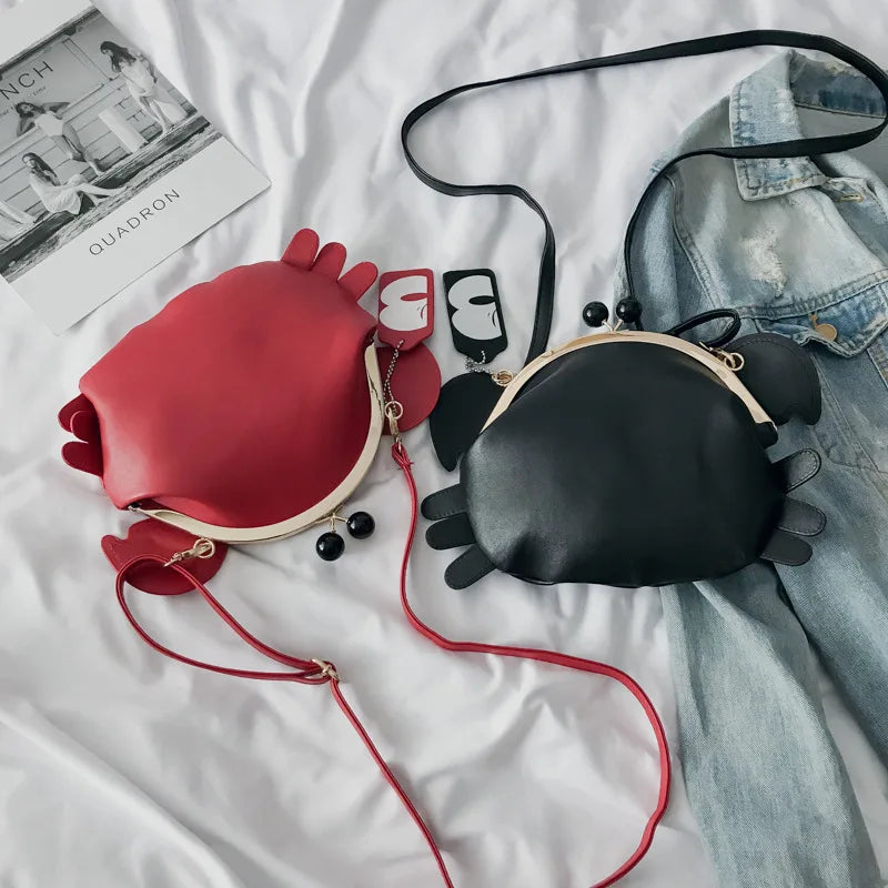Red Crab PU Leather Crossbody Shoulder Bag