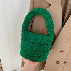 Winter Plush Handbag for Women - Small Tote Messenger Shoulder Bag