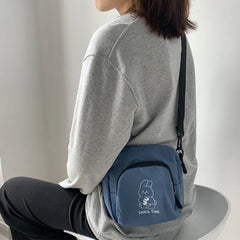 Japanese Harajuku Canvas Crossbody Bag Casual Satchel