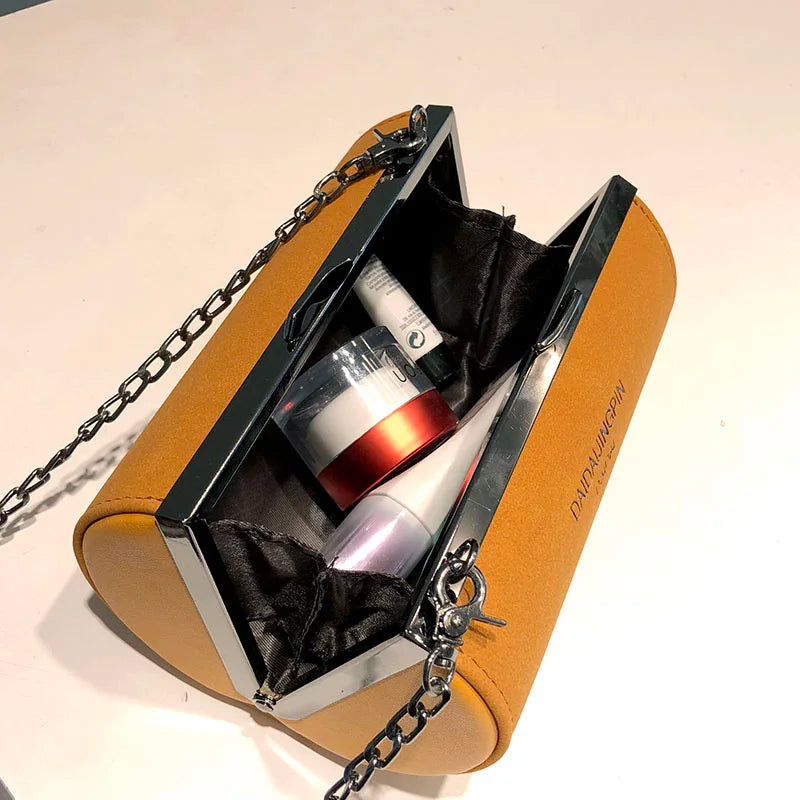 Matte Leather Crossbody Bag Chain Shoulder Handbag