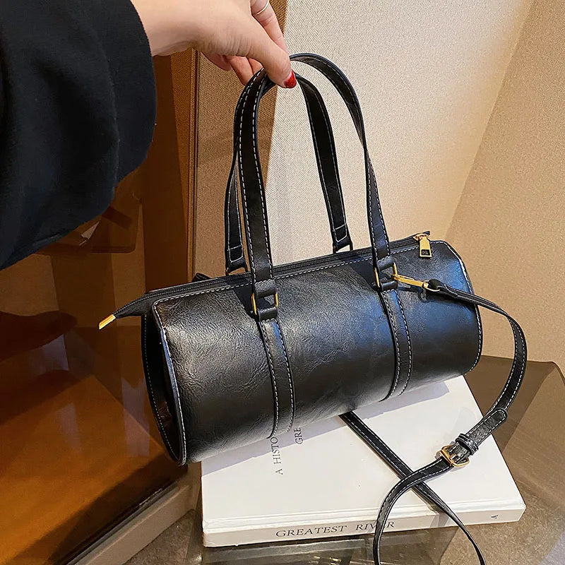 Vintage Leather Shoulder Bag Oil Wax Leather Handbag