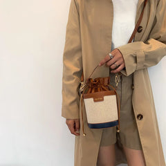 Casual Drawstring Faux Leather Crossbody Bag for Women