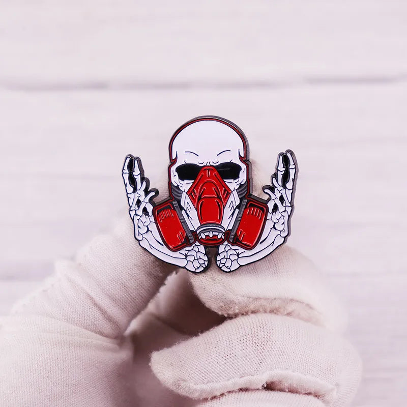 Skeleton Enamel Pin Punk Skull Gothic Halloween Brooch Lapel Pins