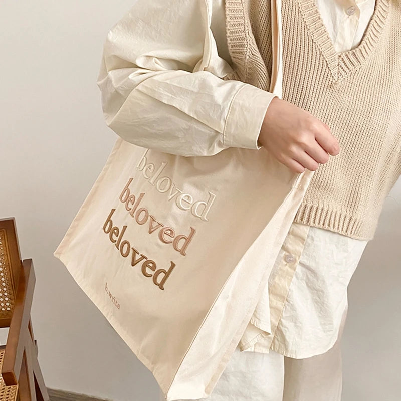 D0LF Canvas Tote Bag Handbags For Women Boho Casual Shoulder Bag