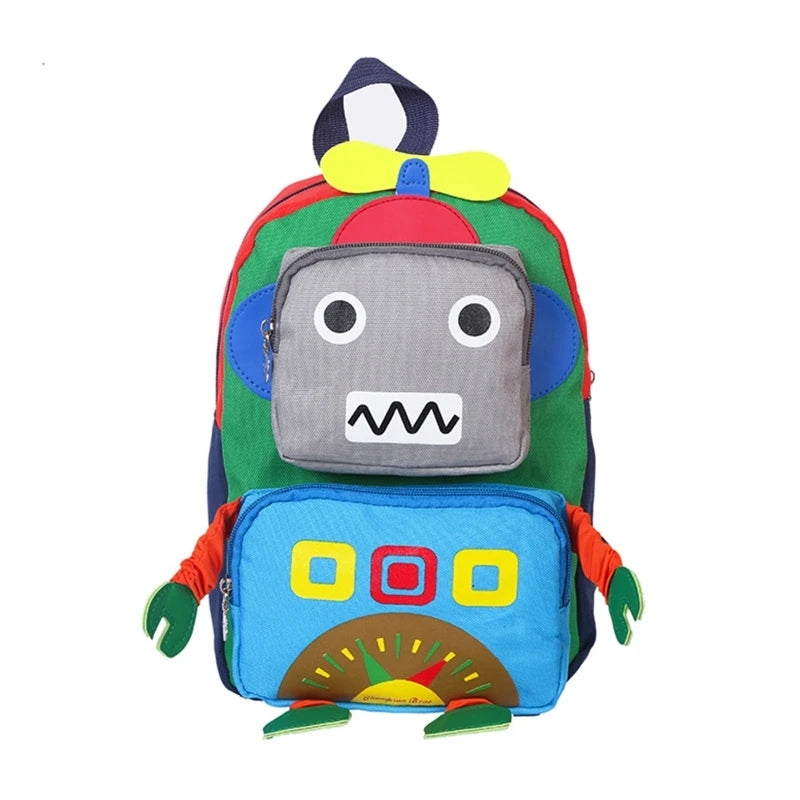 D0LF Children Animal Backpack Plush Robot Backpacks Toddler Storage Bag