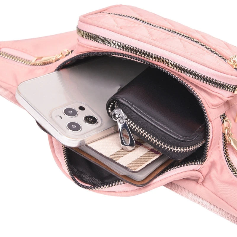 D0LF Fanny Pack Zippered Waist Bag for Girls Women Ladies
