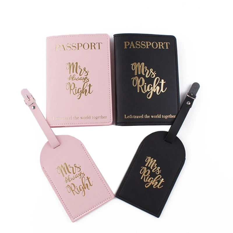 D0LF Couple's Passport Covers & Luggage Tags Set - Ideal Honeymoon Travel Gift