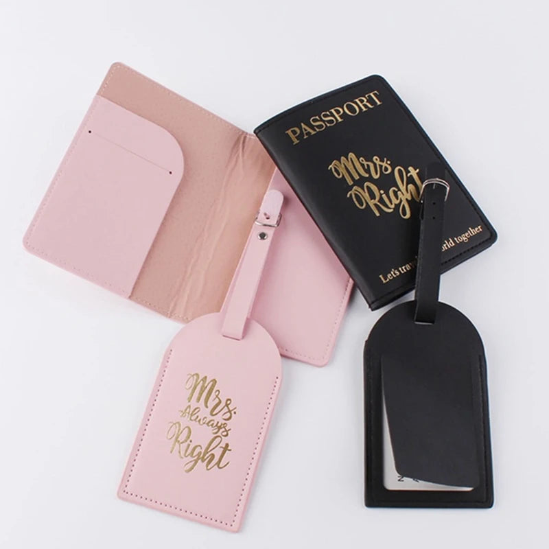 D0LF Couple's Passport Covers & Luggage Tags Set - Ideal Honeymoon Travel Gift