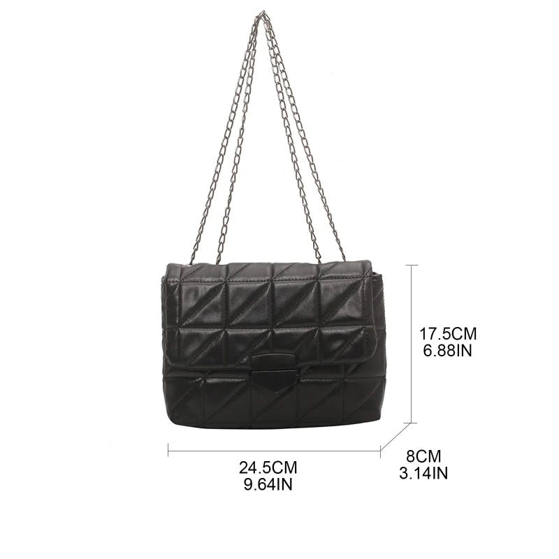 Rhombic Crossbody Bag Retro Chain Strap Embroidery Thread Shoulder Clutch