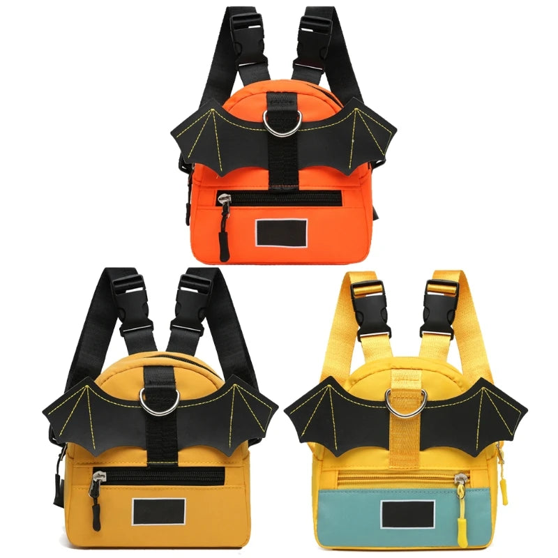 D0LF Summer Canvas Dog Backpack Harness Bat Wing Small Puppy Saddle Bag