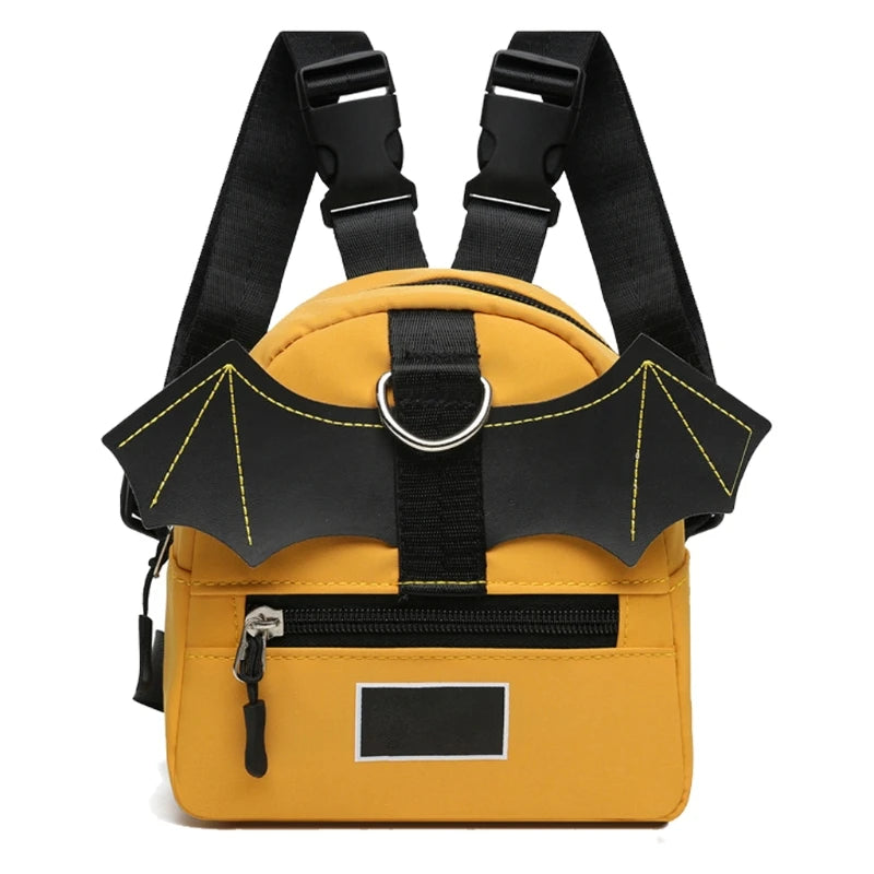 D0LF Summer Canvas Dog Backpack Harness Bat Wing Small Puppy Saddle Bag