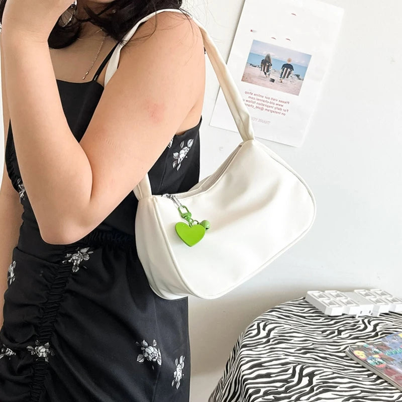 D0LF Women Retro Handbag Nylon Shoulder Underarm Top Handle Bag