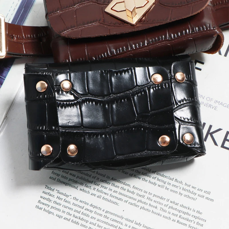Vintage Lock Belt Bag Mini Waist Purse ZM1075