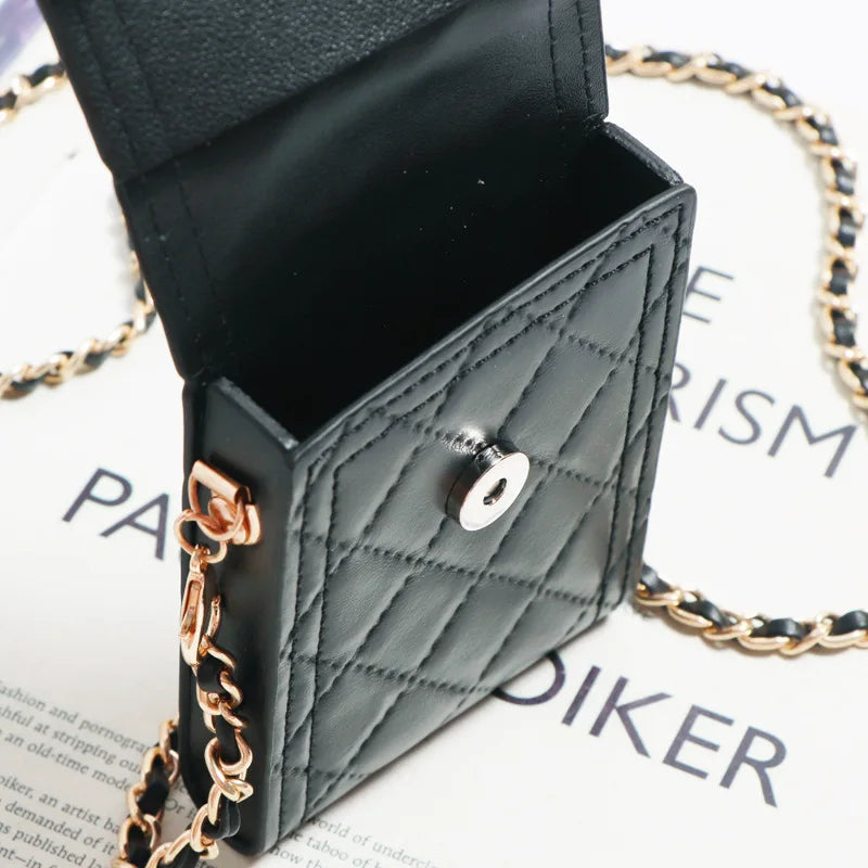 Soft Leather Waist Bag Purse Women Hand Bag Metal Chain Flap Female Crossbody