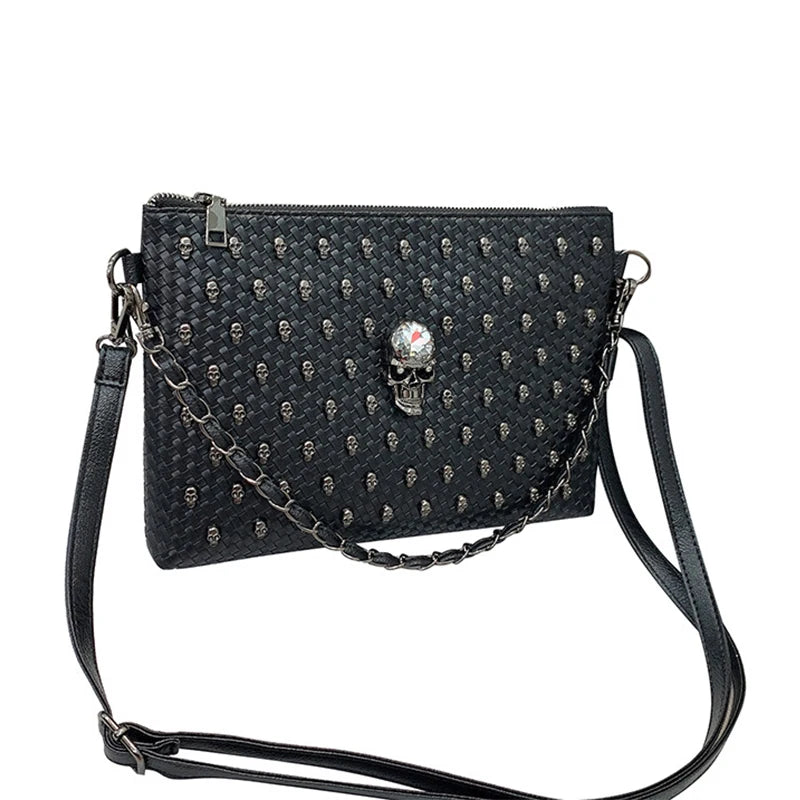 Punk Style Rivet Clutch Bag Skull Purses Large Capacity Satchel