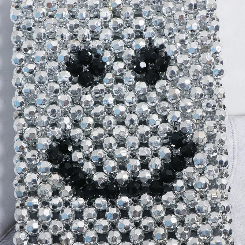 Summer Lipstick Bag Pearl Crossbody Coin Purse Woven Handbag