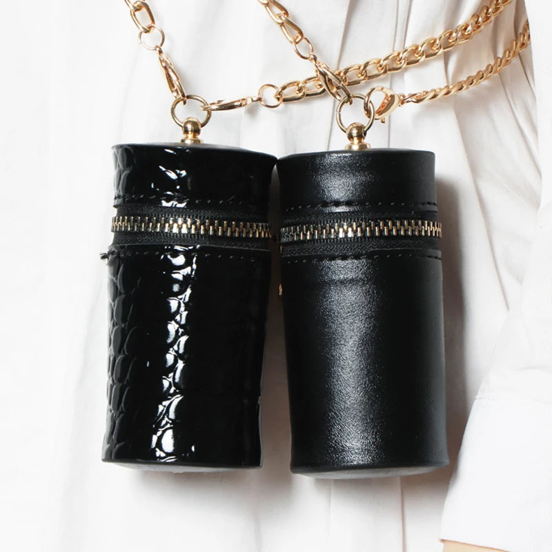Crocodile Pattern Mini Shoulder Bag Chain Waist Drum Lipstick Coin Purse