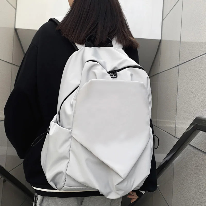 Waterproof Nylon Backpack Large Capacity Solid Travel Bag Unisex