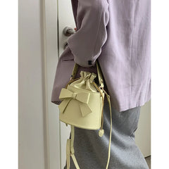 Leather Crossbody Bag With Bow Ornaments