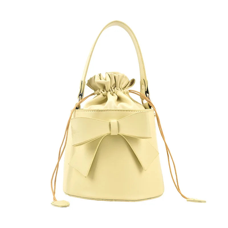 Leather Crossbody Bag With Bow Ornaments