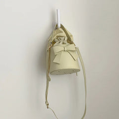 Leather Crossbody Bag With Bow Ornaments