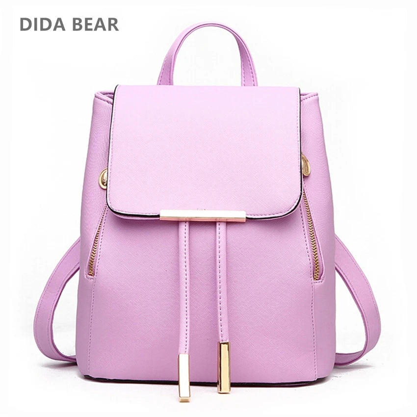 Women Backpack High PU Leather Mochila Escolar School Bags For Teenagers Girls