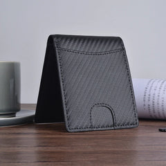Men's Leather Carbon Fiber Bifold Wallet RFID Blocking