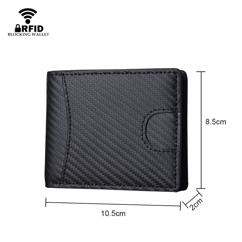 Men's Leather Carbon Fiber Bifold Wallet RFID Blocking