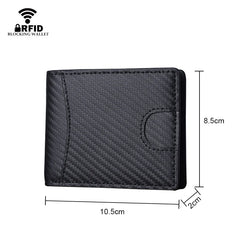 Men's Leather Carbon Fiber Bifold Wallet RFID Blocking