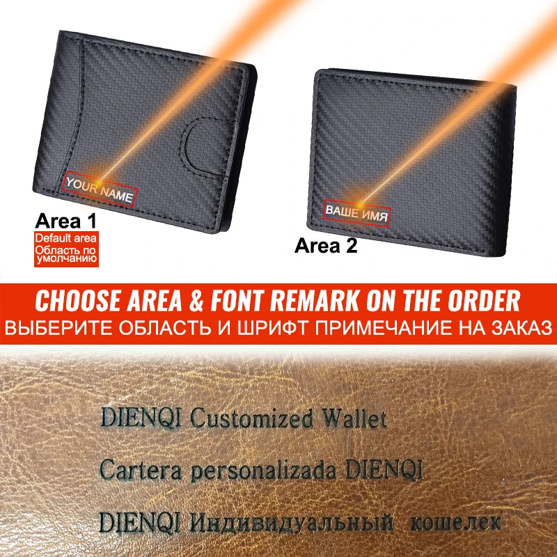 Men's Leather Carbon Fiber Bifold Wallet RFID Blocking