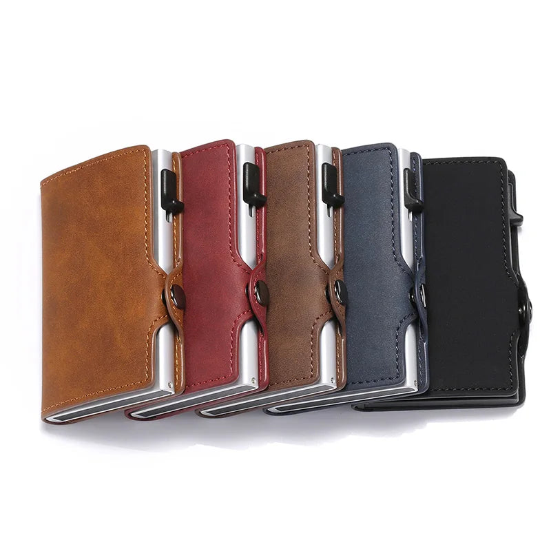 RFID Men Leather Wallet Slim Thin Wallet Money Bag Short Purse