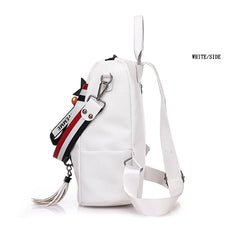 Retro Zipper Ladies Backpack PU Leather High School Bag for Youth