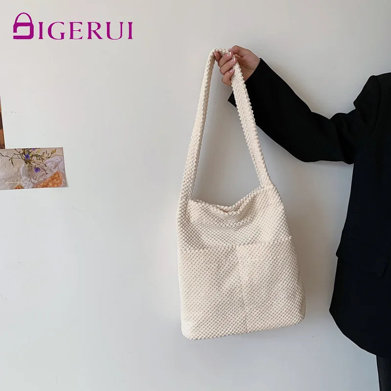 Plush Totes Bags Large Capacity Shoulder Bags Women Girls Handbags