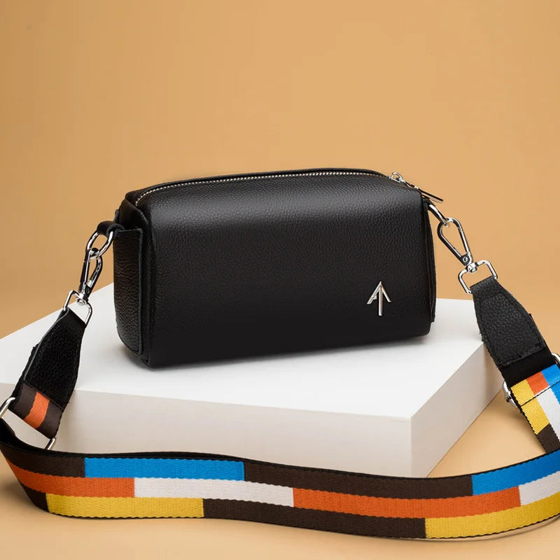 Colorful Crossbody Bag with Wide Strap Soft PU Leather