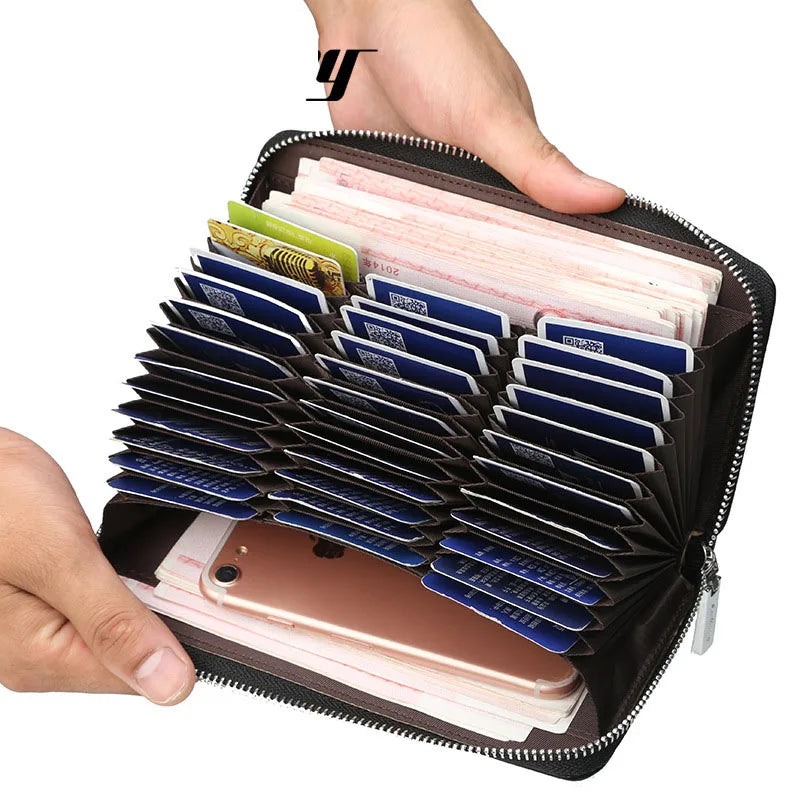 Autumn RFID Mens Wallet PU Leather Zipper Handbag