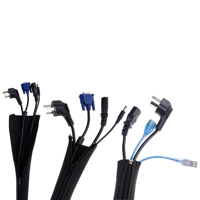 Neoprene Cable Management Sleeve Zipper Wrap Wire Hider Cover