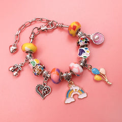 DIY Beaded Bracelet Set Colorful Crystal Spacer Beads Pendant Kids